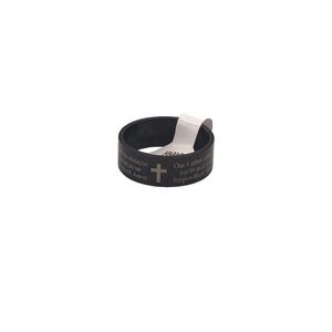Mens Ring Stainless Steel Lord's Prayer Cross Black
